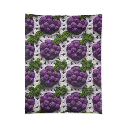 Crochet Grapes Pattern - Granny Square Design - Fresh Fruit Pick - Orchard Purple Snack Food - Bed Comforter