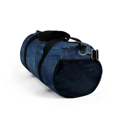 Dark Blue: Distressed Denim-Inspired Fabric Design - Duffel Bag