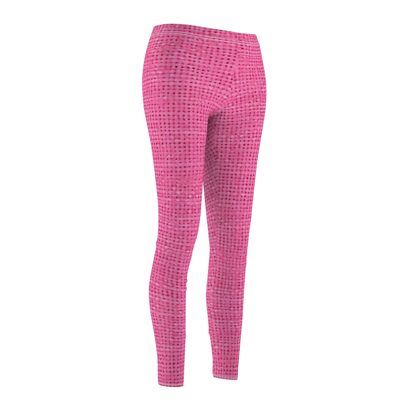 Doll-Like Pink Denim Designer Fabric Style - Women's Cut & Sew Casual Leggings (AOP)