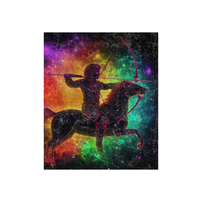 Colorful Sagittarius Zodiac Sign - Star Universe Theme - Crushed Velvet Blanket