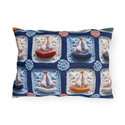 Crochet Boat Ship Sea Vessel Ocean Beach Travel Yacht Design - Outdoor Pillows