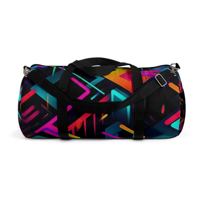 Vibrant Trendy Neon Abstract Geometric Pattern Design Duffel Bag