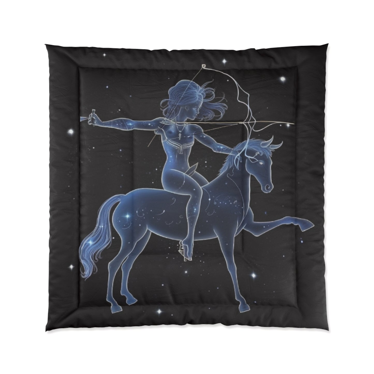 Sagittarius Zodiac in Starlit Universe - Fluorescent Colors - Comforter