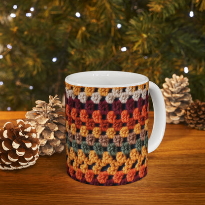 Otoño de Acción de Gracias de crochet: colores de moda clásicos para un look de temporada - Taza de cerámica de 11 oz