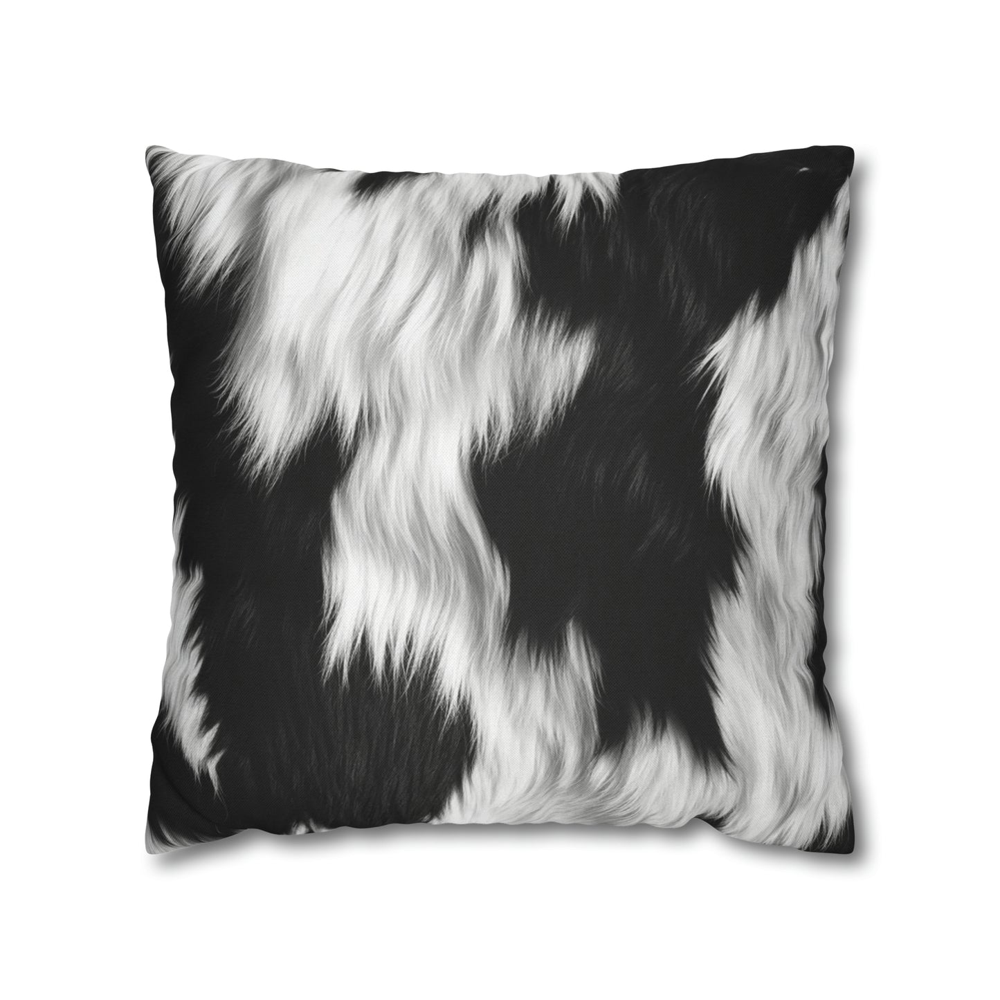 Cowhide on Hair Leather - Black and White - Designer Style - Spun Polyester Square Pillow Case