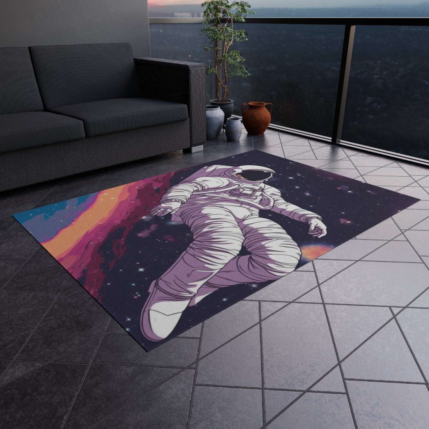 Astro Pioneer - Star-filled Galaxy Illustration - Outdoor Rug