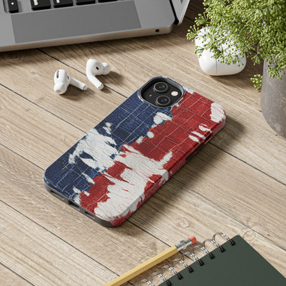 Patriotic Red, White & Blue: Distressed Denim-Style, Torn Fabric - Tough Phone Cases