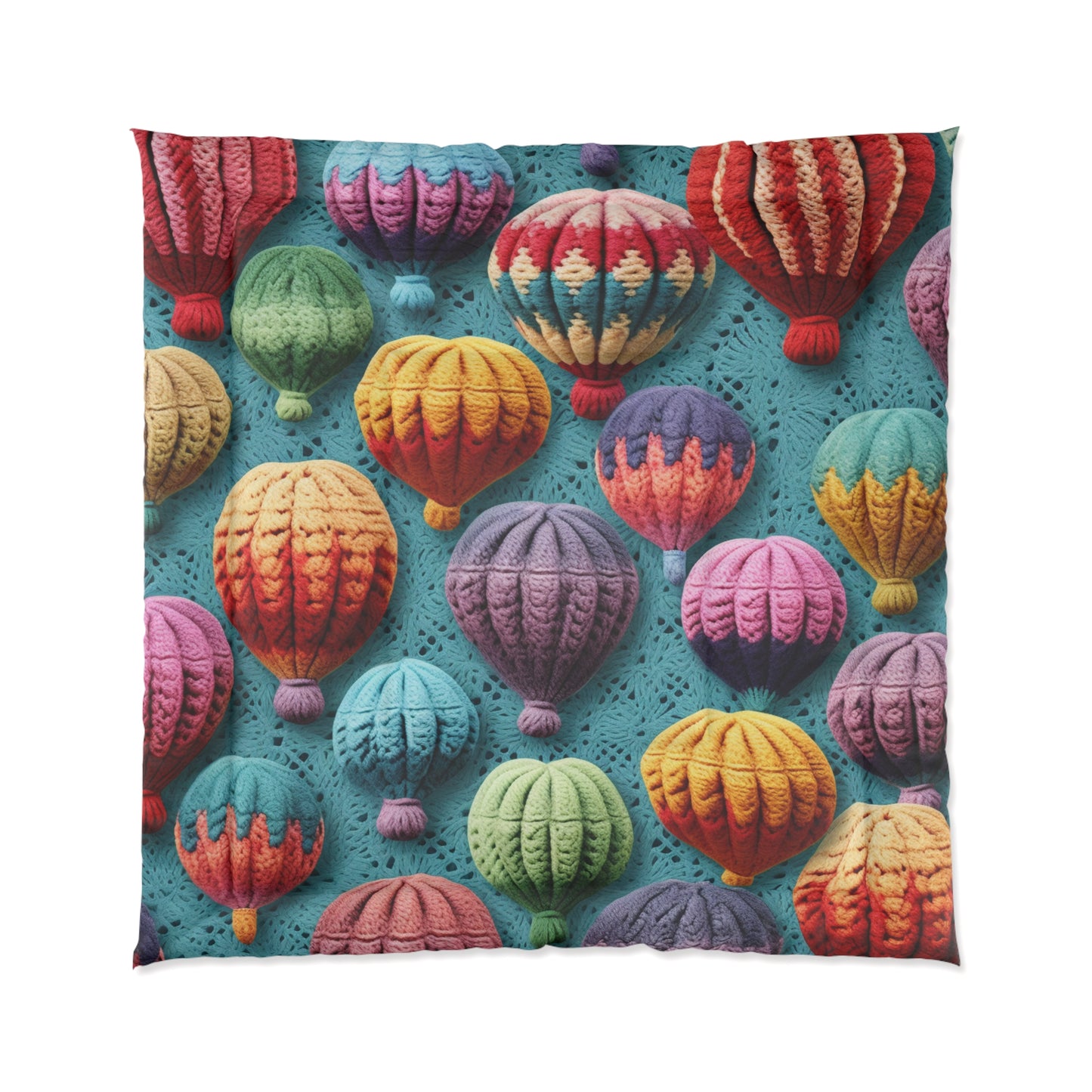 Crochet Hot Air Balloons Sky Travel Transport Scenic Style -  Bed Comforter