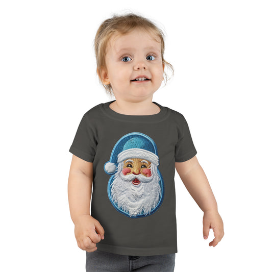 Navidad Santa Chenille - Festivo bordado - Diseño de parche navideño - Camiseta para niños pequeños