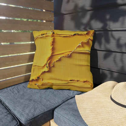 Banana Yellow Lemon: Bold Distressed, Denim-Inspired Fabric - Outdoor Pillows