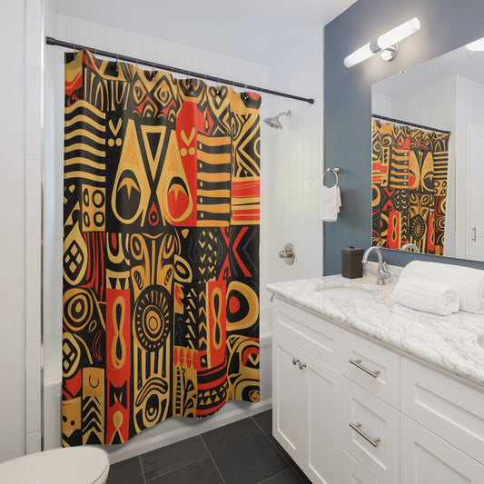 Tribal Art-Inspired Abstract Symbols, Heritage - Shower Curtains