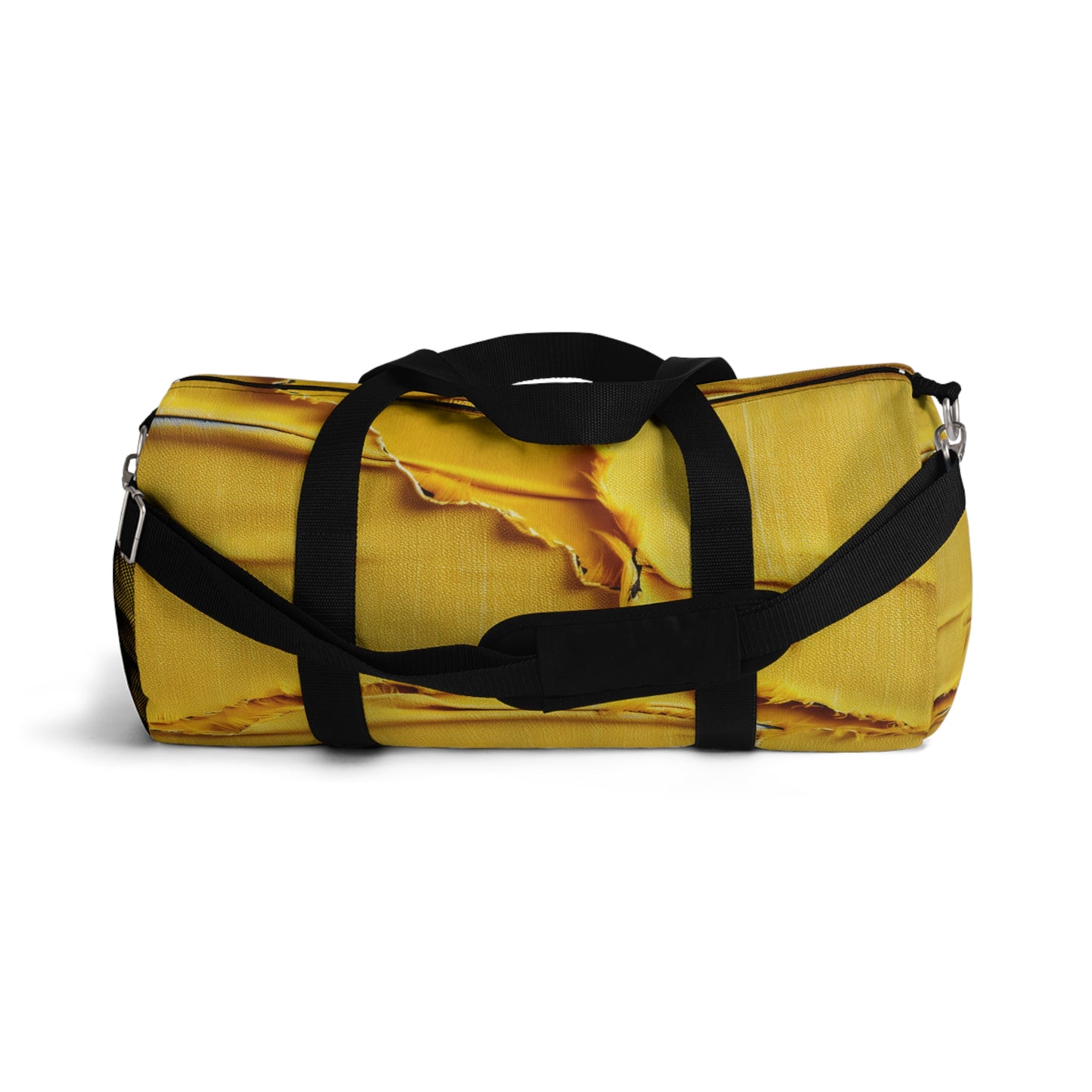 Banana Yellow Lemon: Bold Distressed, Denim-Inspired Fabric - Duffel Bag