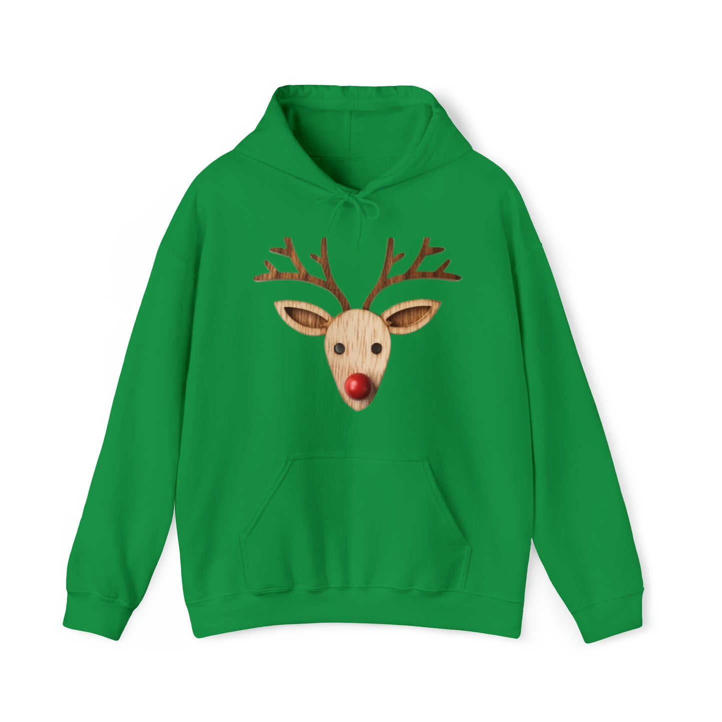 Red Reindeer Nose Christmas Classic Winter Season - Green - Unisex Heavy Blend™ Hooded Sweatshirt