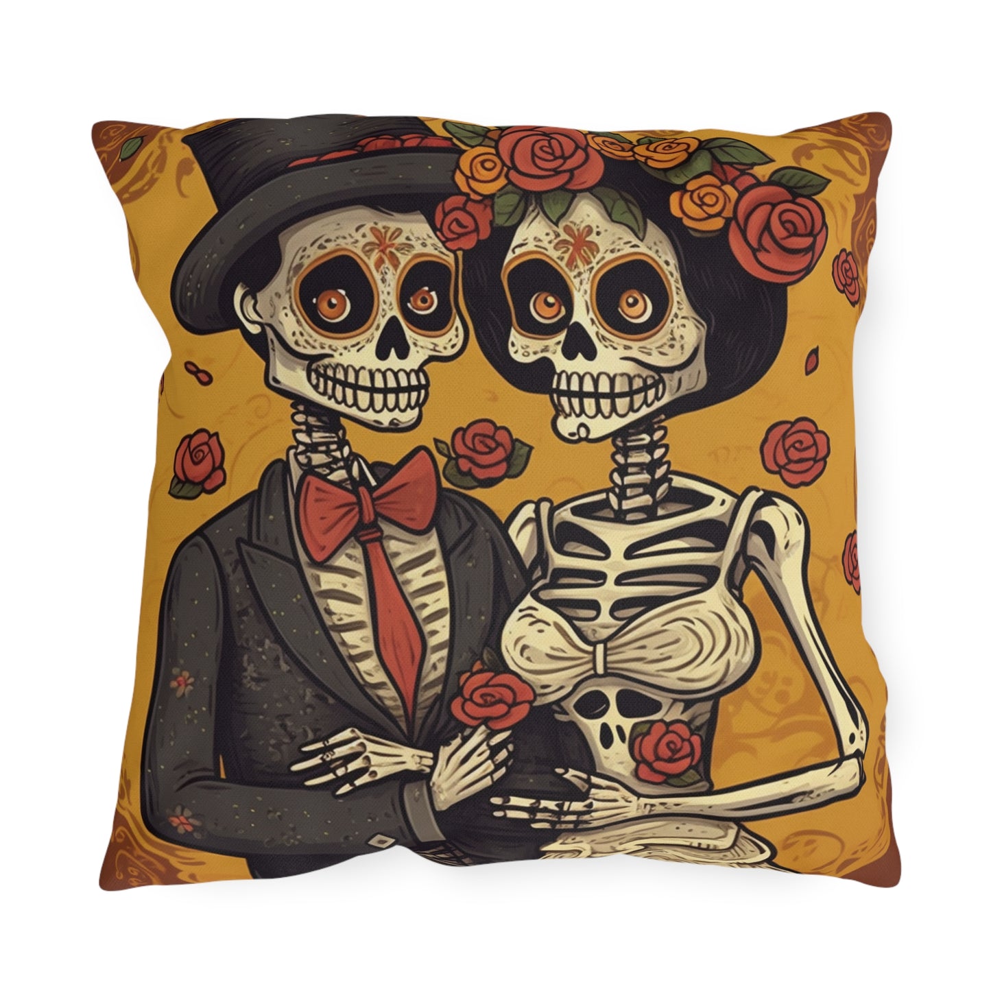 Halloween Wedding Marriage, Bride & Groom - Forever Soulmates - Outdoor Pillows