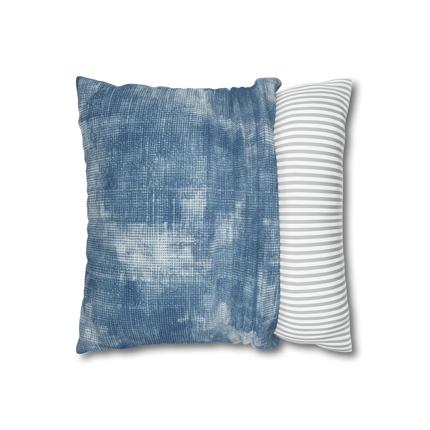 Faded Blue Washed-Out: Denim-Inspired, Style Fabric - Spun Polyester Square Pillow Case