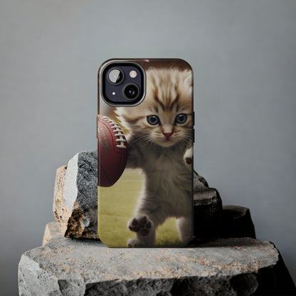 Football Kitty Fantasy: Feline Cat American Sport Quarterback - Tough Phone Cases