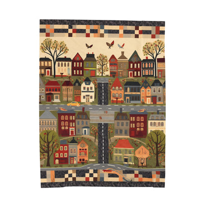 Home Town Quilt Design - Velveteen Plush Blanket