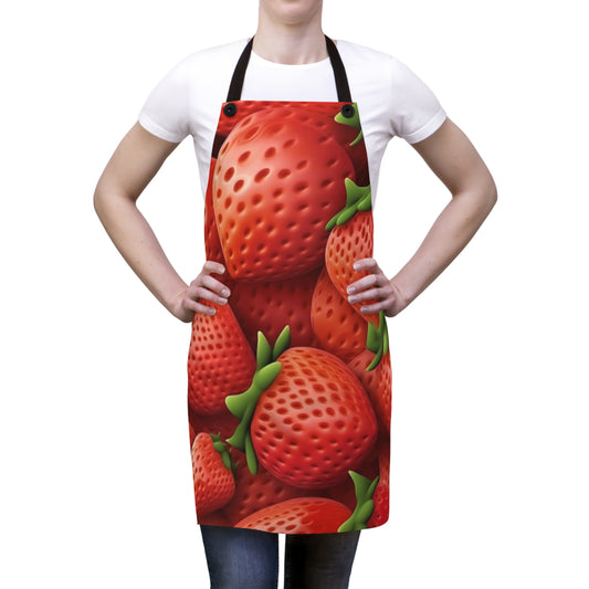 Garden Strawberries- Wild Sweet Gourmet - Farm Growing Ripe Red Fruit -Apron (AOP)