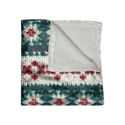 Christmas Knit Crochet Holiday, Festive Yuletide Pattern, Winter Season - Crushed Velvet Blanket