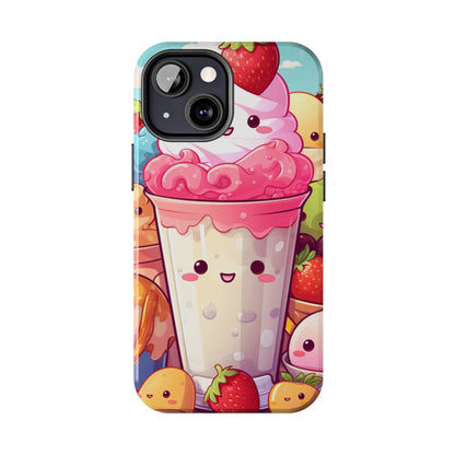 Strawberry Japan Milkshake - Kawaii Dessert Delight - Sweet Berry Anime Character - Tough Phone Cases