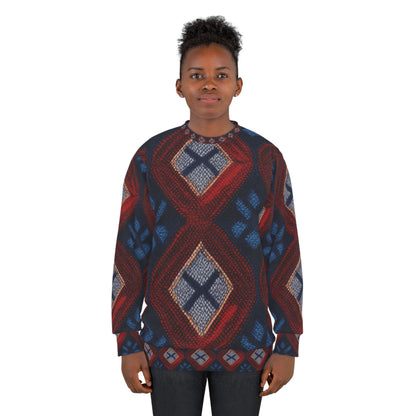 Moquette Majesty: Red & Blue Woolen Wonders - Unisex Sweatshirt (AOP)