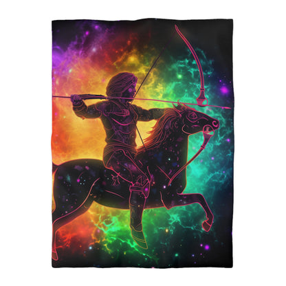 Colorful Sagittarius Zodiac Sign - Star Universe Theme - Microfiber Duvet Cover