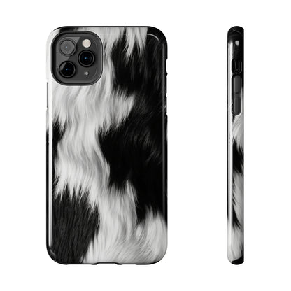 Cowhide on Hair Leather - Black and White - Designer Style - Tough Phone Cases