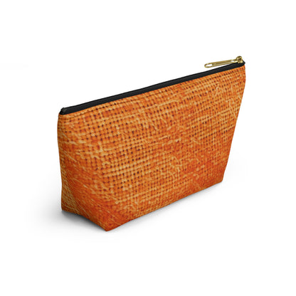Burnt Orange/Rust: Denim-Inspired Autumn Fall Color Fabric - Accessory Pouch w T-bottom