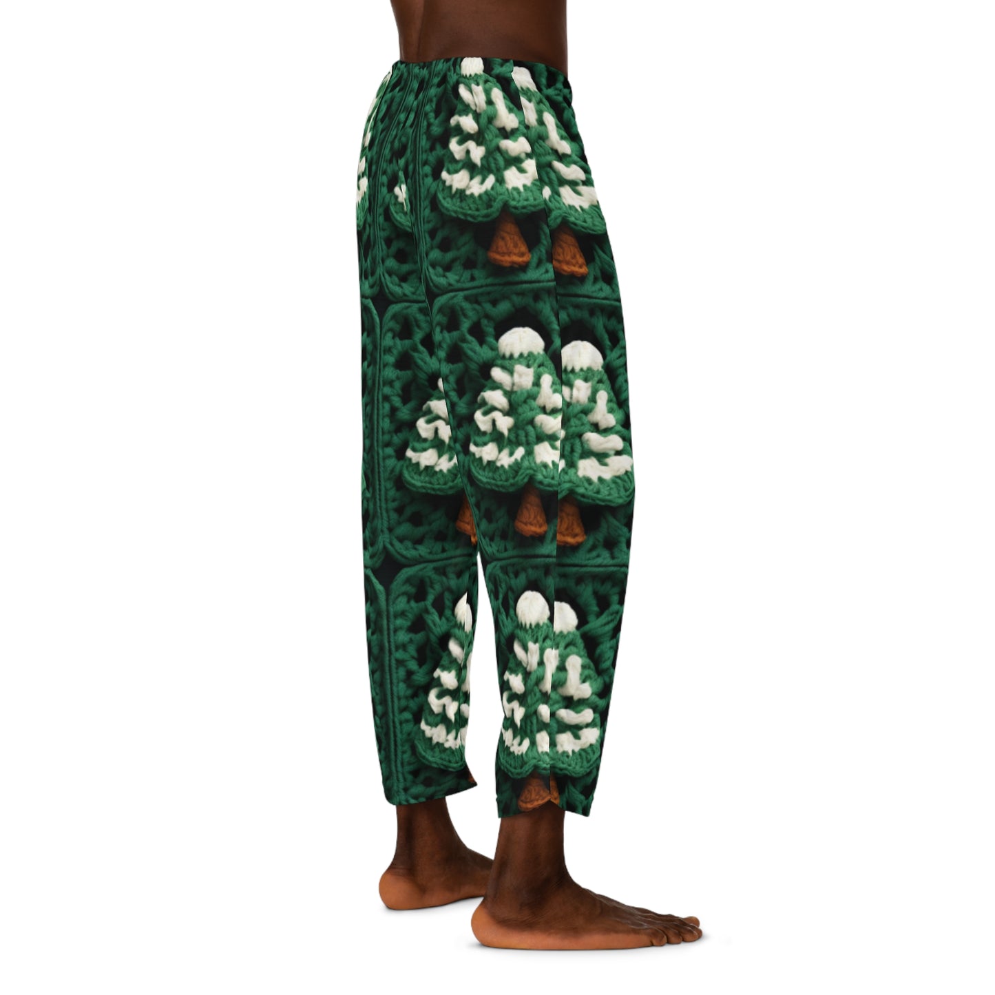 Evergreen Christmas Trees Crochet, Festive Pine Tree Holiday Craft, Yuletide Forest, Winter - Men's Pajama Pants (AOP)