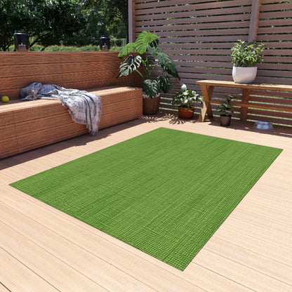 Olive Green Denim-Style: Seamless, Textured Fabric - Outdoor Rug