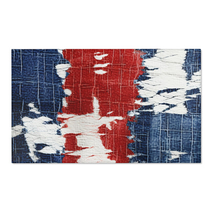 Patriotic Red, White & Blue: Distressed Denim-Style, Torn Fabric - Area Rugs