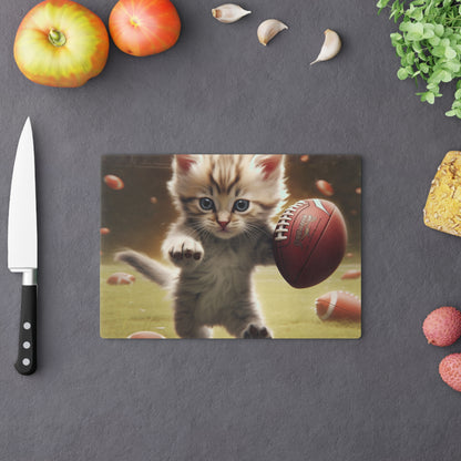 Football Kitty Fantasy: Feline Cat American Sport Quarterback - Cutting Board