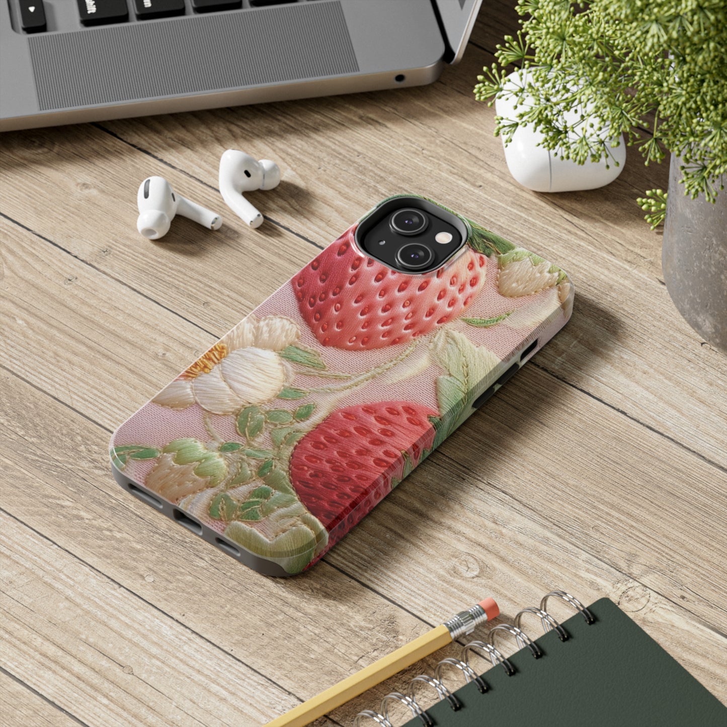 Red Berry Strawberries - Embroid Fruit - Healthy Crop Feast Food Design - Tough Phone Cases