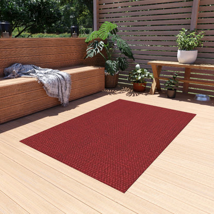 Bold Ruby Red: Denim-Inspired, Passionate Fabric Style - Outdoor Rug