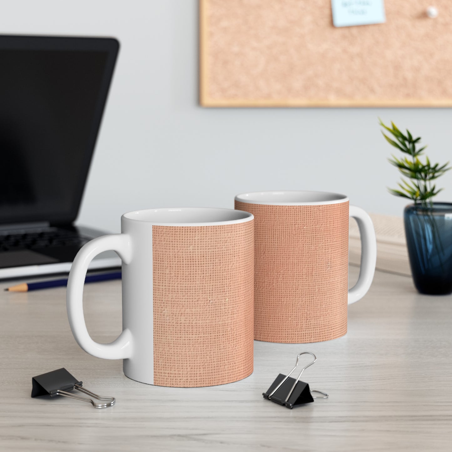 Soft Pink-Orange Peach: Denim-Inspired, Lush Fabric - Ceramic Mug 11oz