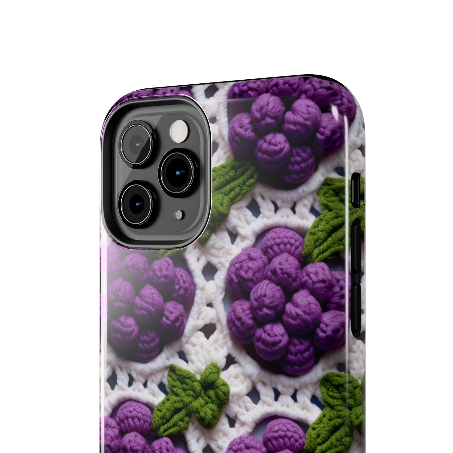 Crochet Grapes Pattern - Granny Square Design - Fresh Fruit Pick - Orchard Purple Snack Food - Tough Phone Cases