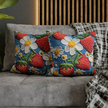 Orchard Berries: Juicy Sweetness from Nature's Garden - Fresh Strawberry Elegance - Spun Polyester Square Pillow Case