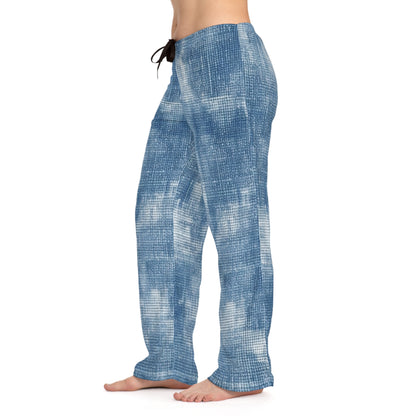 Faded Blue Washed-Out: Denim-Inspired, Style Fabric - Women's Pajama Pants (AOP)