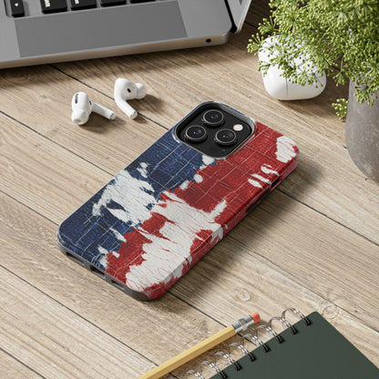 Patriotic Red, White & Blue: Distressed Denim-Style, Torn Fabric - Tough Phone Cases