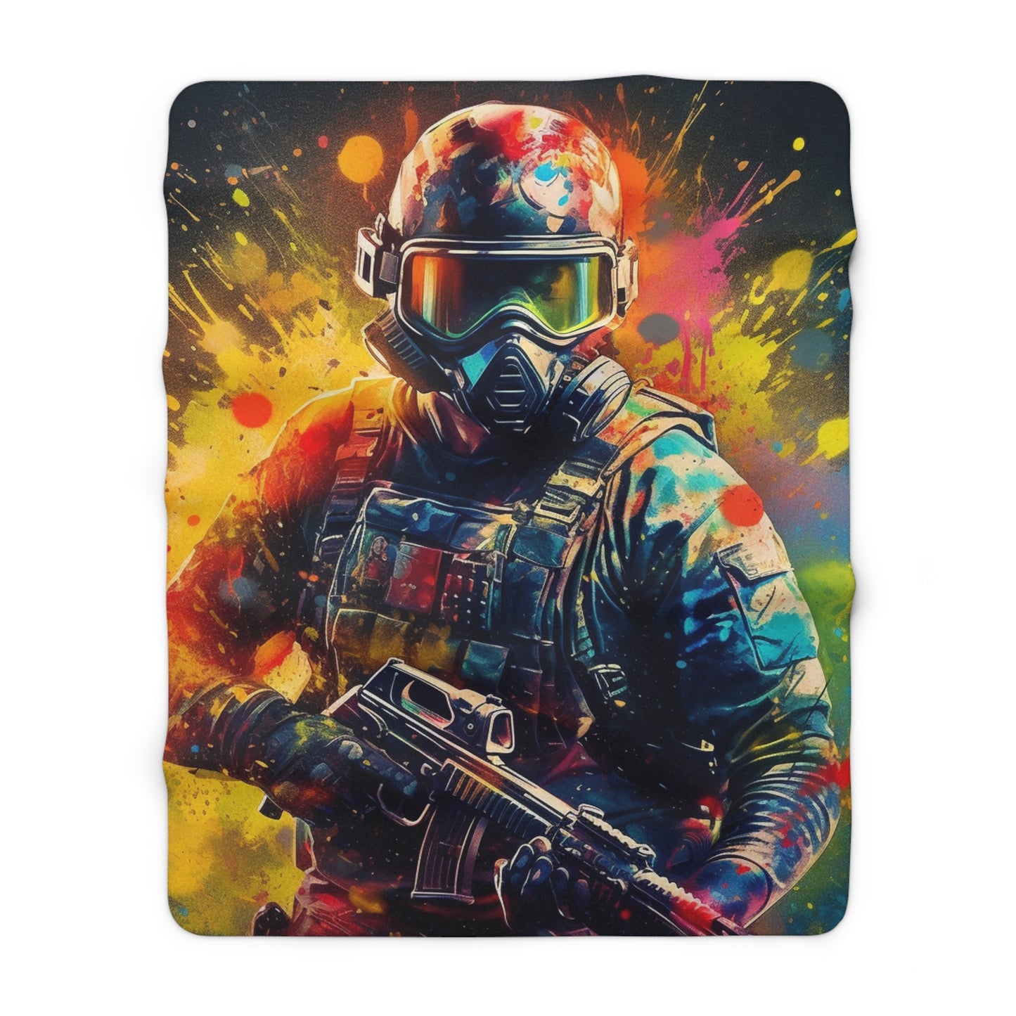 Paintball Game Sport: Professional Action Shot Target Player - Sherpa Fleece Blanket