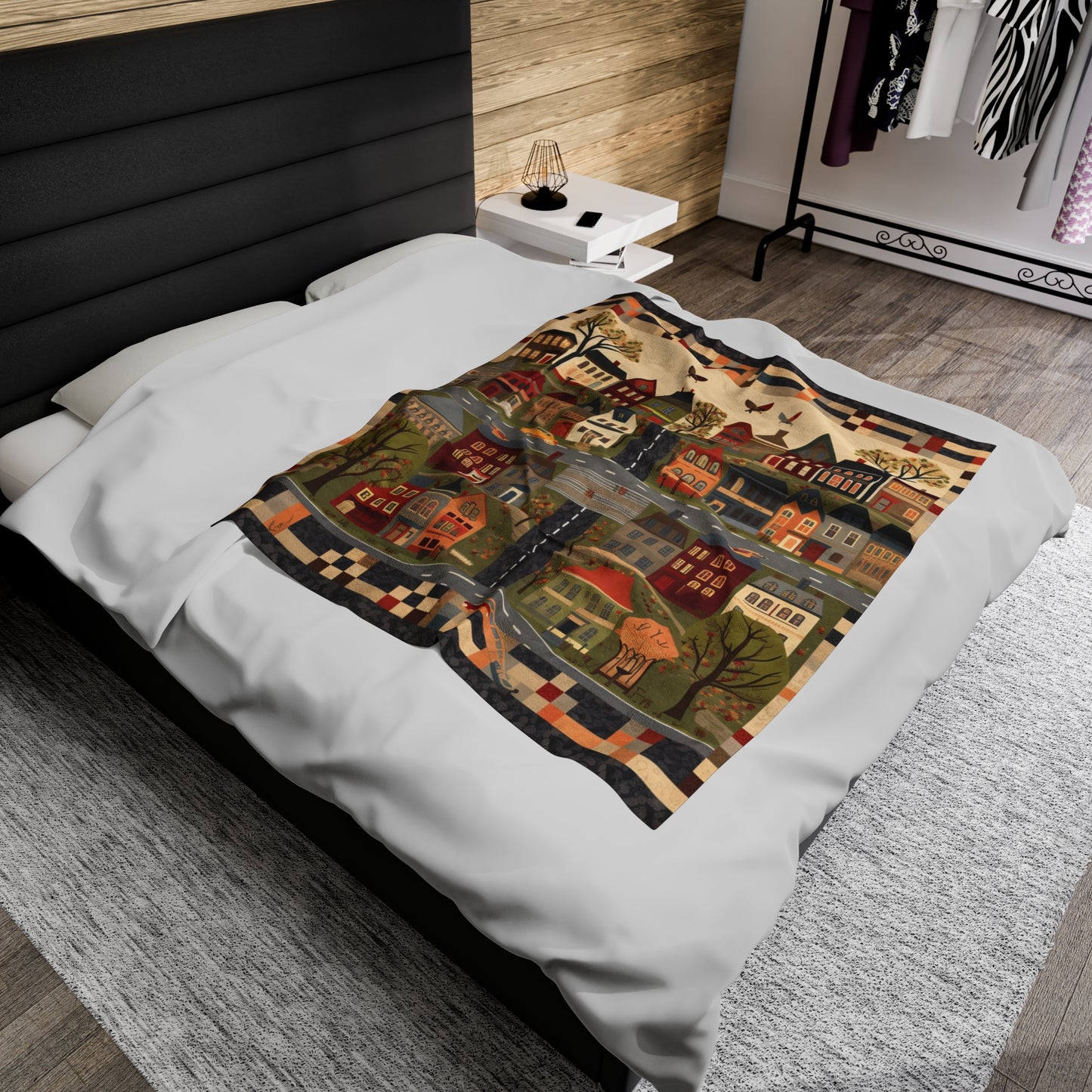 Home Town Quilt Design - Velveteen Plush Blanket