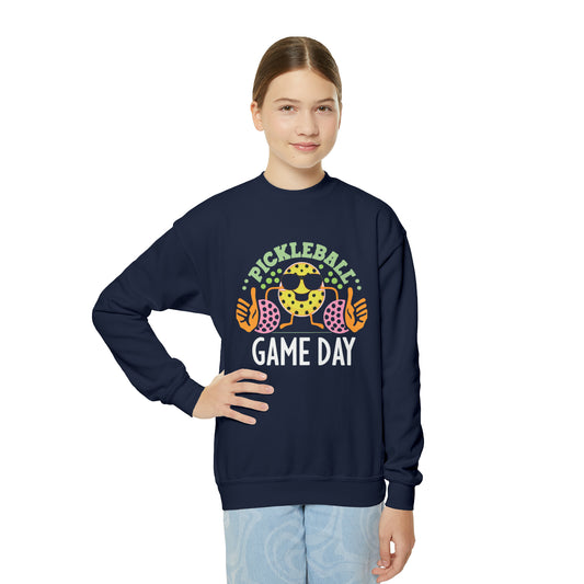 Retro Game Day Pickleball Groovy Anime - Youth Crewneck Sweatshirt