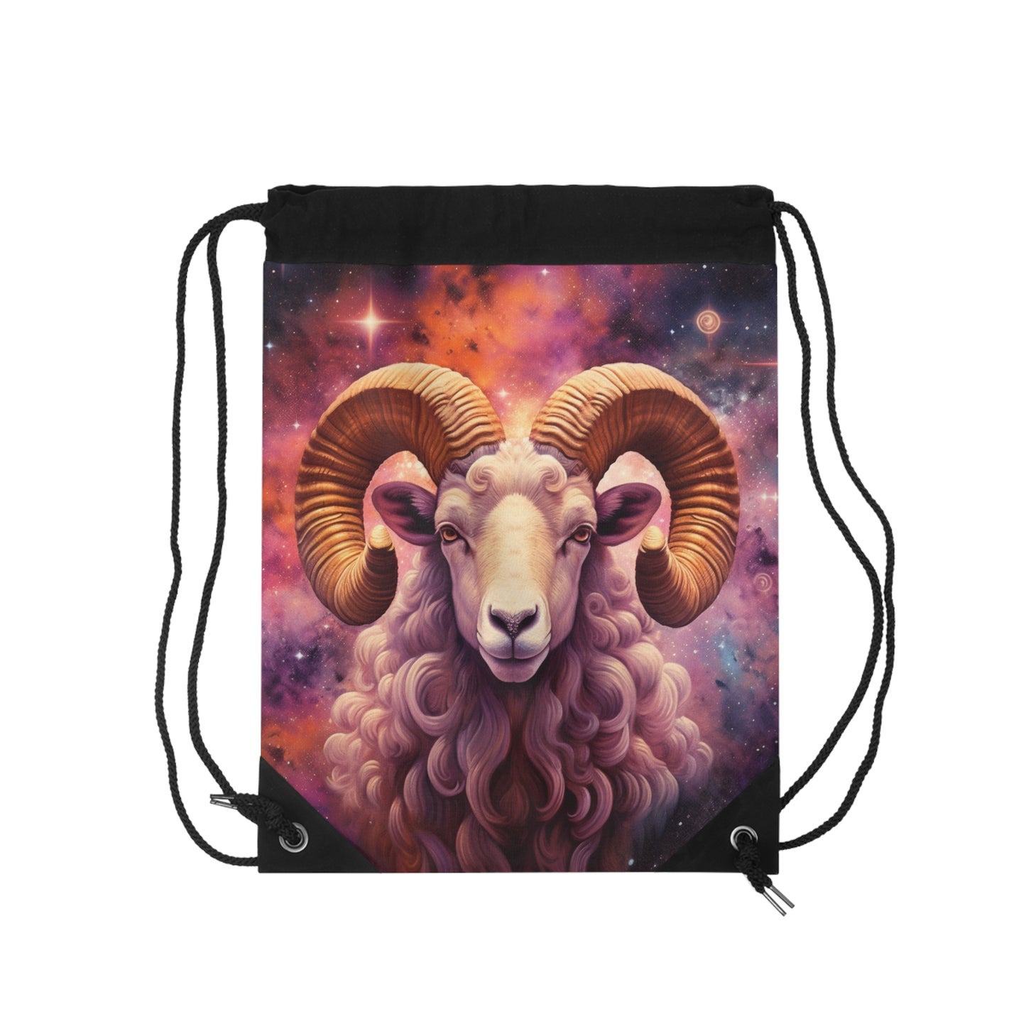 Mystic Aries Constellation - Vibrant Astrology Art - Zodiac Ram - Drawstring Bag