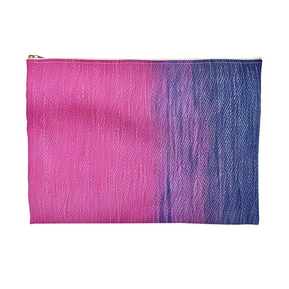 Dual Delight: Half-and-Half Pink & Blue Denim Daydream - Accessory Pouch