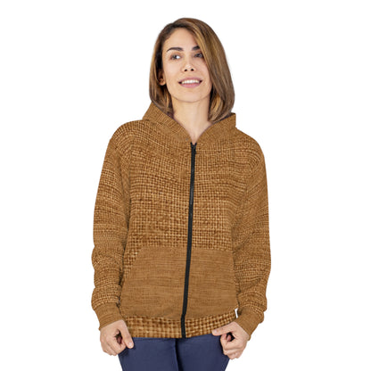 Brown Light Chocolate: Denim-Inspired Elegant Fabric - Unisex Zip Hoodie (AOP)