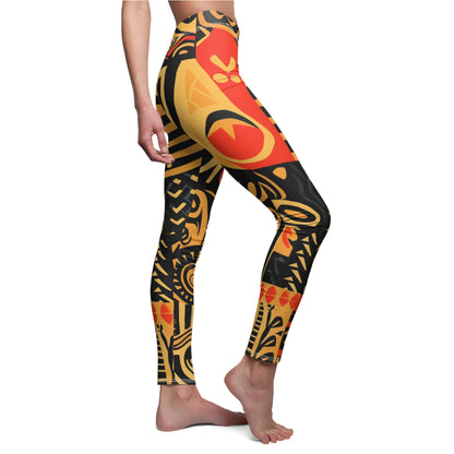 Tribal Art-Inspired Abstract Symbols, Heritage - Women's Cut & Sew Casual Leggings (AOP)