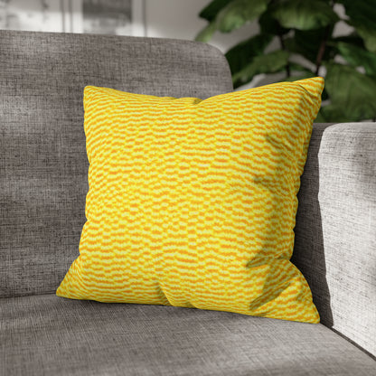 Sunshine Yellow Lemon: tela alegre e inspirada en la mezclilla - Funda de almohada cuadrada de poliéster hilado 