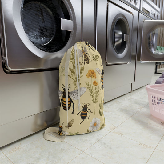 Whimsical Bees & Honeycombs Nature-Friendly Pattern Design Laundry Bag