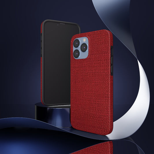 Rojo rubí atrevido: estilo de tela apasionado e inspirado en la mezclilla - Fundas resistentes para teléfonos