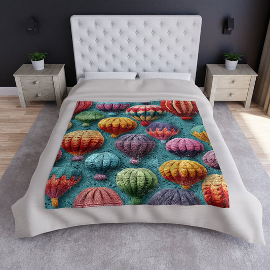 Crochet Hot Air Balloons Sky Travel Transport Scenic Style - Crushed Velvet Blanket